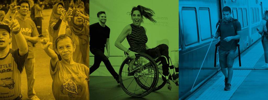 People with disabilities enjoying various activities.